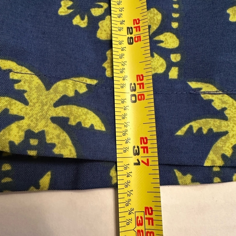 OP Men’s Hawaiian Shirt Size L/XL Button Up Hula Girl Tropical Blue Yellow - Picture 7 of 7